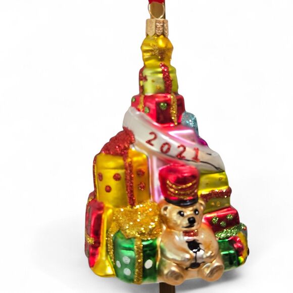 Waterford Teddy Bear Gifts Boxes 2021 Ornament Blown Glass Christmas - Picture 1 of 7